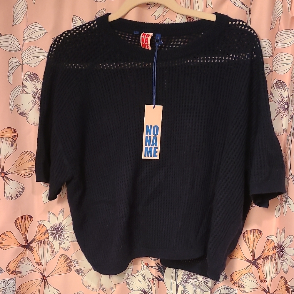 No Name < Brand > Navy Blue Crew Neck Sweater with Textured Knit, CASHME…